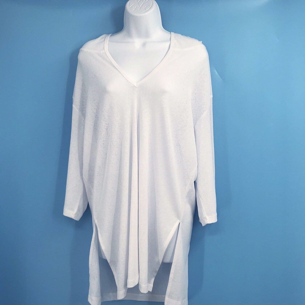 J.Valdi Women's White Swimsuit Tunic Cover Up Hooded Beach Bikini Dress Size S